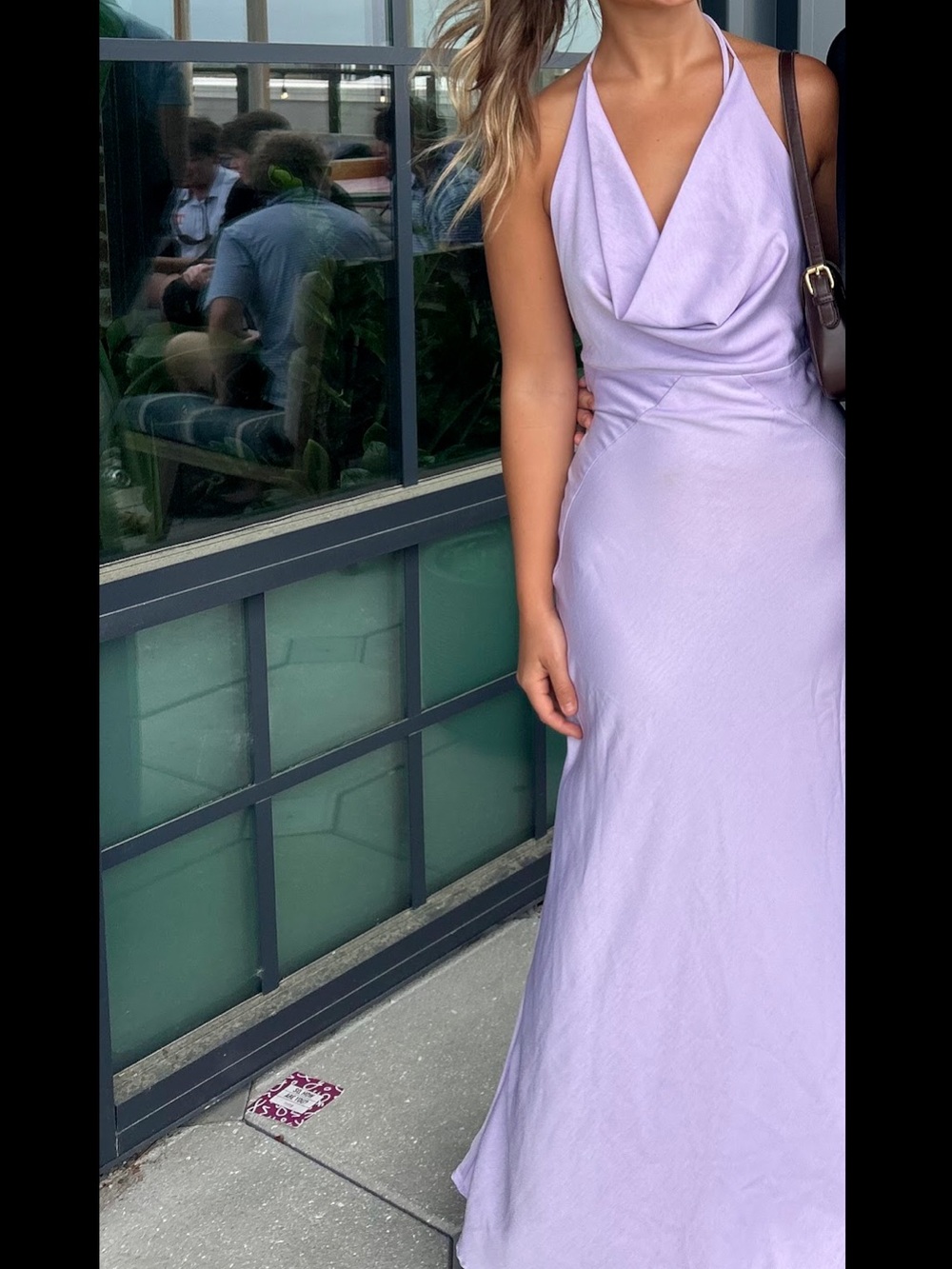 SHEIN Lavender Cowl Halter Backless Slip Dress